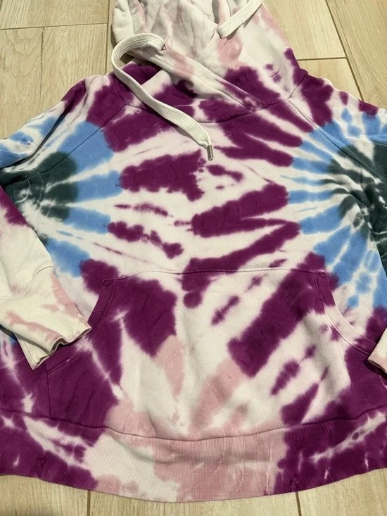 NSF SoulCycle Exclusive Tie-Dye Pullover Hoodie in Purple Blue Gray White Small - Picture 4 of 6